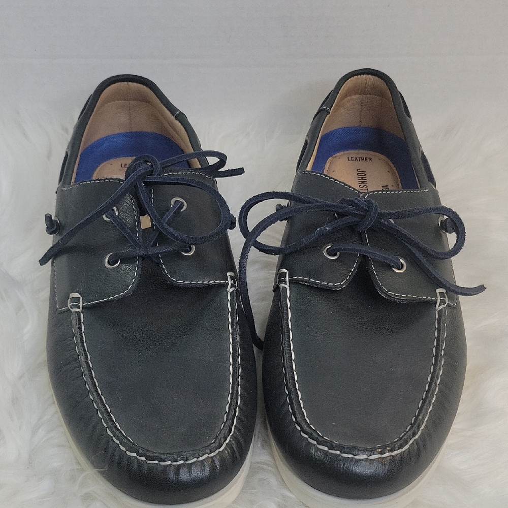 Johnston‎ & Murphy Dark Blue Leather Boat Shoes with Memory Foam Size 10.5 NWOT